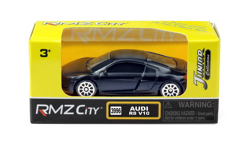 Машина металлическая Audi R8 V10, черный матовый цвет, 1:64  